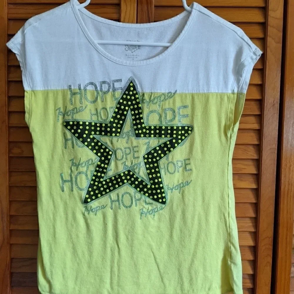 JUSTICE Yellow Star shirt Hope Size 16